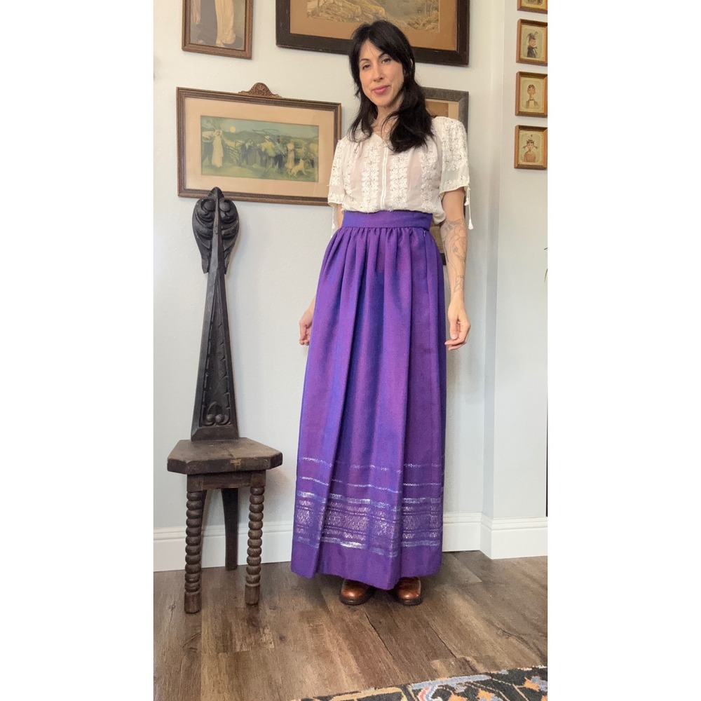 Vintage Nago Folkcrafts Okinawa Hand Woven Wool Maxi Skirt Artisanal folk boho